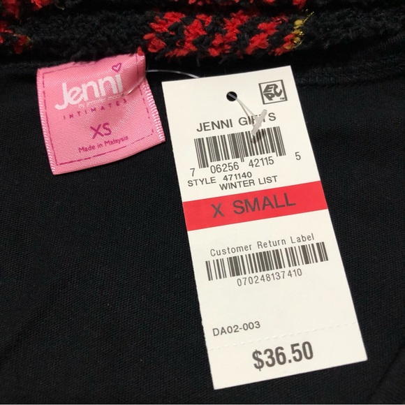 NWT Jenni Women’s Black Graphic Sleepshirt size XS and Red & Black Sock Set - Picture 3 of 12
